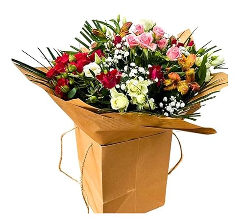 Floral Symphony Fresh Flower Bouquet Roses, Alstroemeria, Festive Arrangement for Birthday Celebrations, Anniversaries, Weddings, Thanksgiving, Bloom Occasions