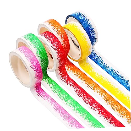 CIMAXIC 6 Rollos Cinta Washi Cinta De Embalaje Transparente Dispensador Cinta Adhesiva Para Pintar Gel Calafateo Cinta Decorativa Cinta Floral Rellenar Cinta Impermeable Colorful Papel