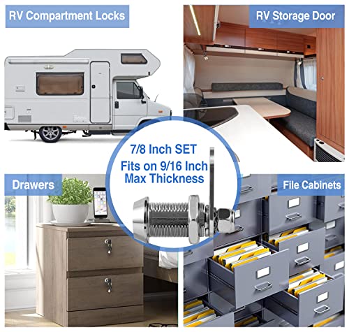 Image of Sissinda RV Storage Locks - Keyed Alike, 7 /8' Fits 9 /16' Max Door Thickness, Camper Trailer Cabinet Locks (6 Pack)