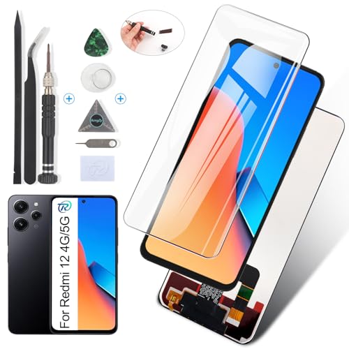 RongZy Pantalla para Xiaomi Redmi 12 23053RN02A Táctil LCD de Repuesto Ensamblaje Digitalizador Reemplazo para Xiaomi Redmi 12 5G 23076RN4BI con Herramientas de Reparación(Negro) 🔥