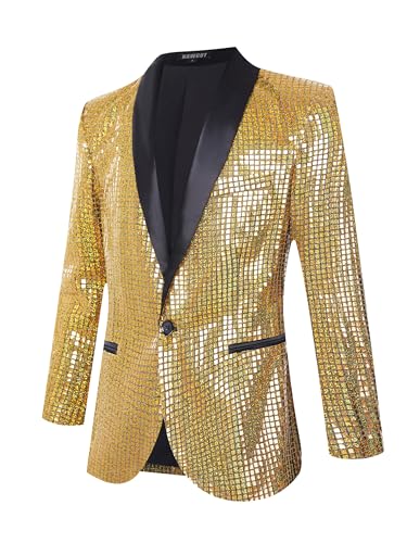 Nawgut Sequin Blazer Sparkle Suit Disco Prom Jacket Party Shiny Tuxedo Banquet Celebration Fashion Sport Coat for Mens Adult