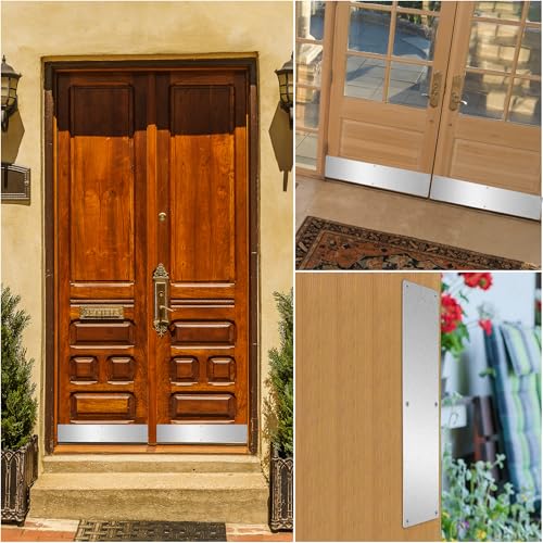 VRSS Stainless Steel 2 Pack 3-1/2” x 15\" Satin Finish Door Push Plate Dog Scratch Protection - Thumbnail 6