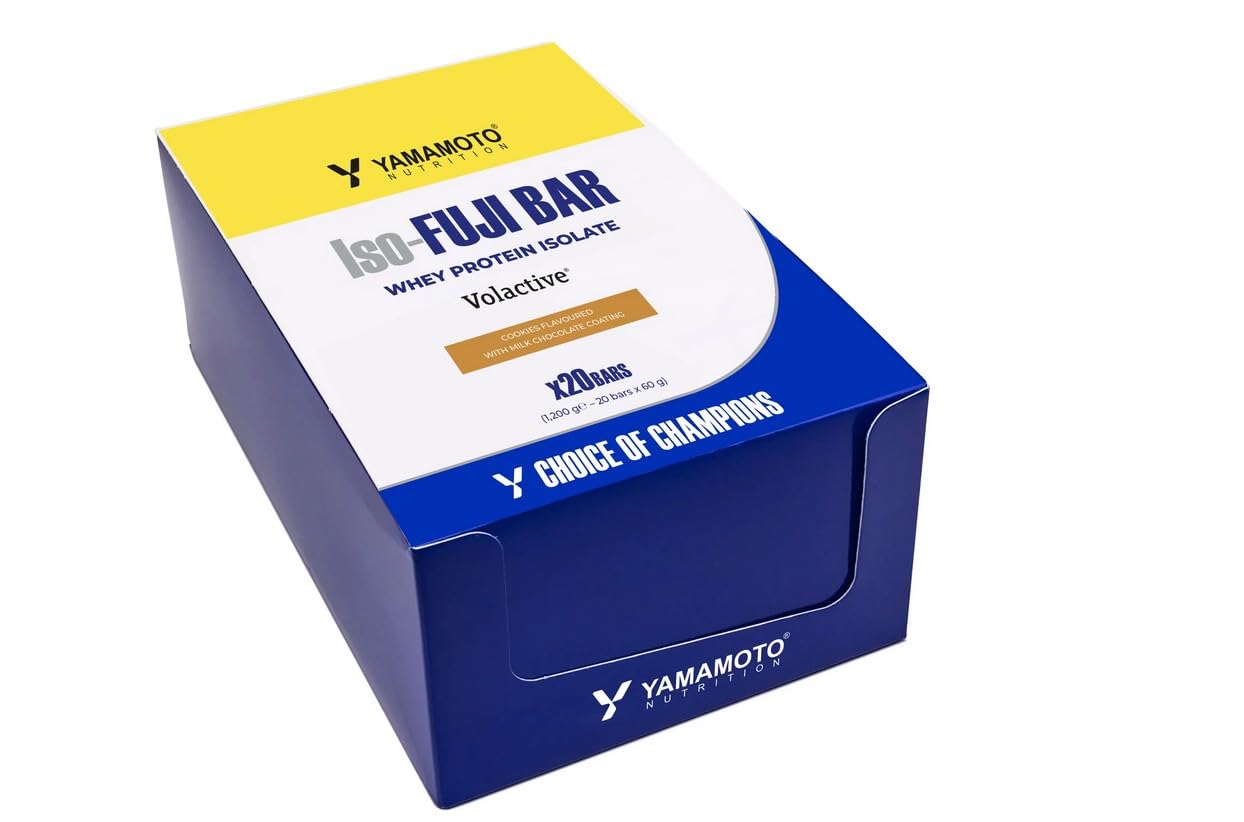 Yamamoto Nutrition Iso-Fuji BAR, Barretta Multistrato con 13 g di Proteine Arricchita con Proteine Isolate Volactive, Gusto Biscotto con Copertura di Cioccolato al Latte