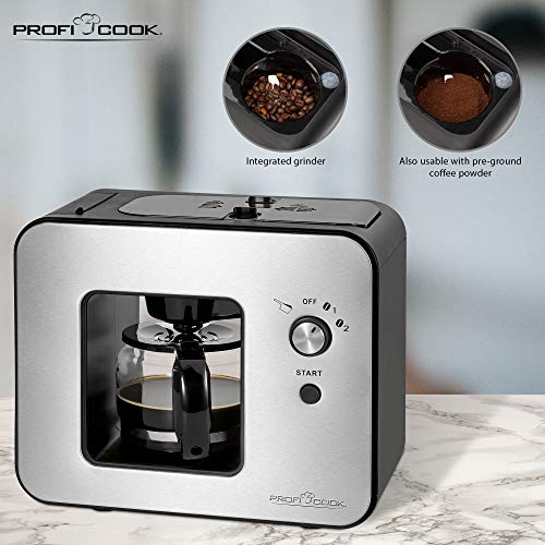 ProfiCook PC-KA 1152 - Cafetera de goteo con mecanismo de molienda y molinillo 2 en 1, 2 ajustes de grado de molido… - Imagen 4