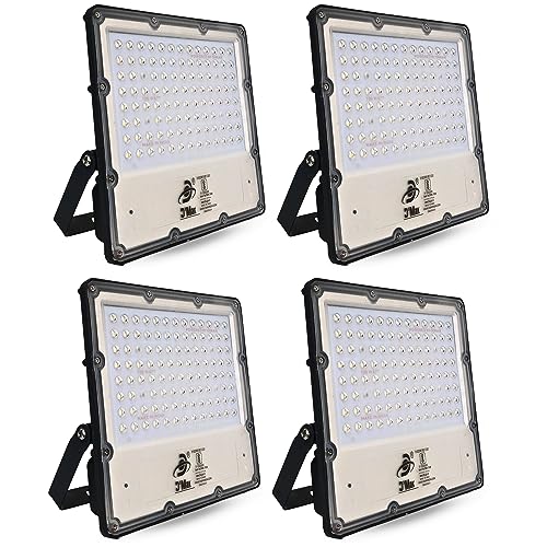 Image of D'Mak 100W Lens Led Flood Light - Ip65 Waterproof Led Lights with 120 Wide Beam-Led Lamp Lights for Yard,Showroom,Shop, Factory,Garden, Playground & Home(Cool White,6500k)- Pack of 4