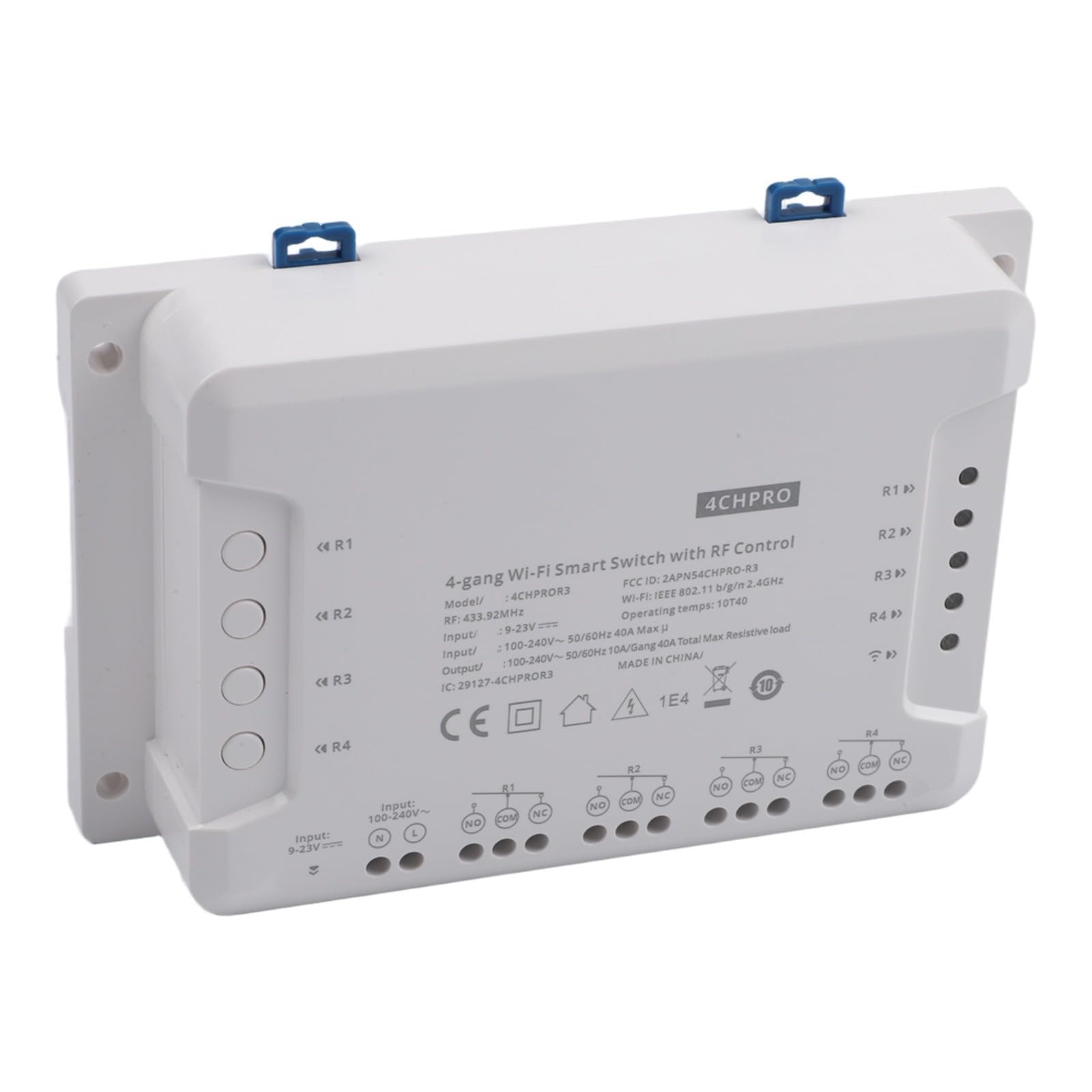 Smart WLAN Lichtschalter Modul 4-Kanal für Hutschiene, RF-Fernbedienung, Sprachsteuerung Für Alexa & Google Home, Weiß (Modell: 4CH R3)