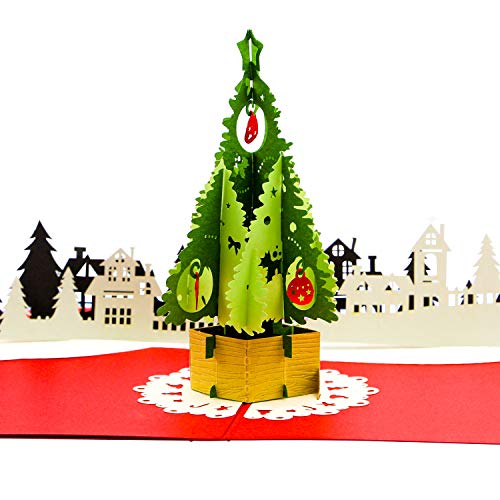 Paper Love Christmas Tree Card, Pop Up Christmas Cards, 3D Xmas Card, Holiday Popup Card