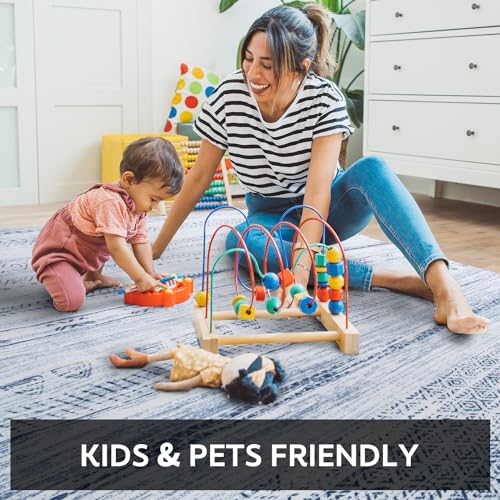 8x10 Area Rugs for Living Room Machine Washable Rug Distressed Indoor Carpet Neutral Moroccan Boho Rug Ultra Soft Area Rug for Bedroom Dining Room Playroom Office, Blue - Image 3