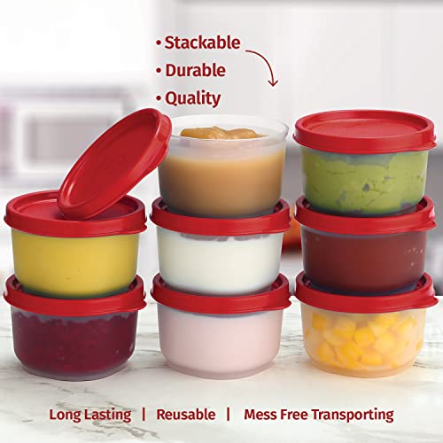 Image of Signoraware Mini Fresh BPA Free Plastic Containers (130ml x 8 | Set of 8 | Red)