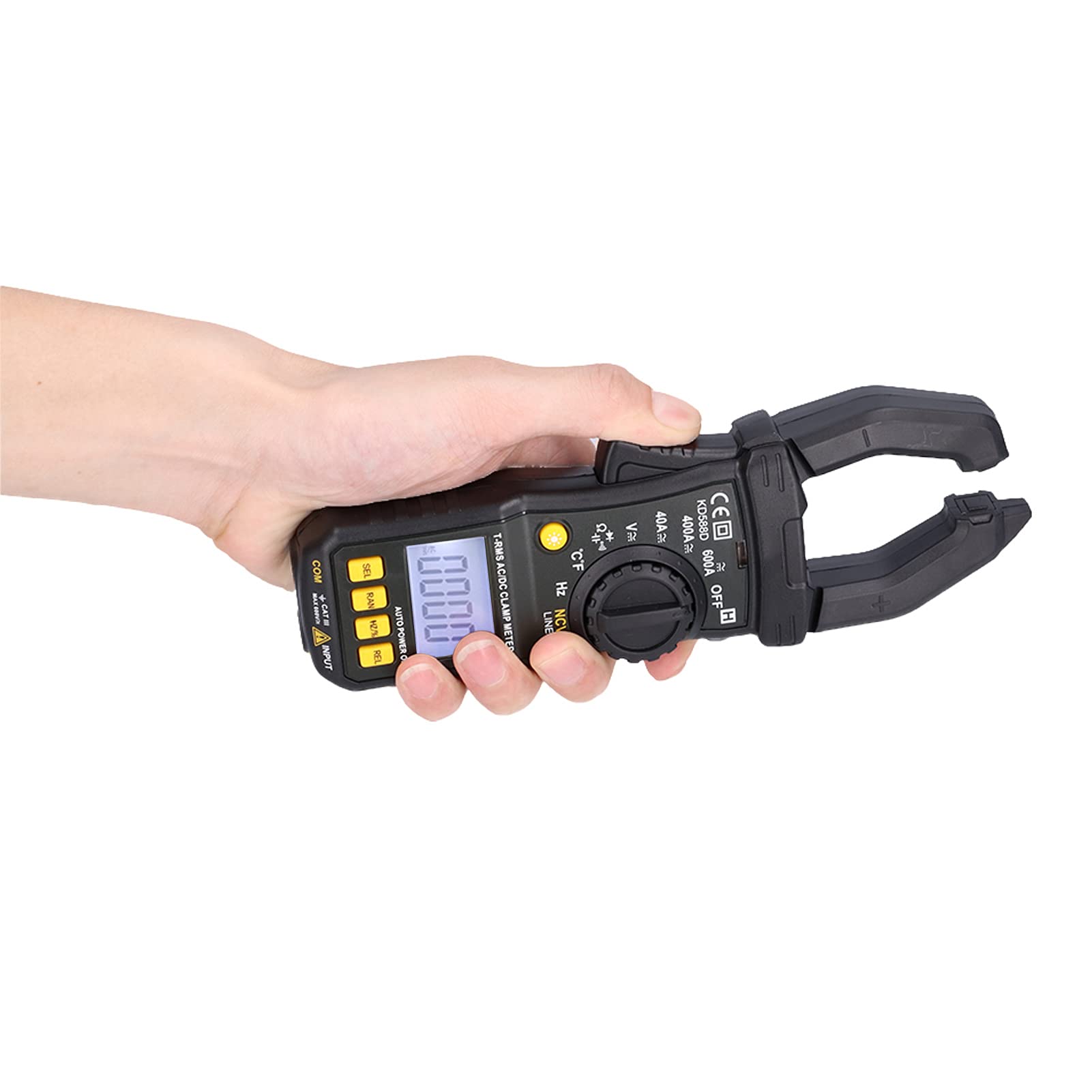 KD588D Pinza amperimétrica digital Voltímetro de verdadero valor eficaz con NCV Detección de voltaje sin contacto Protección contra sobrecarga para electricistas ingenieros