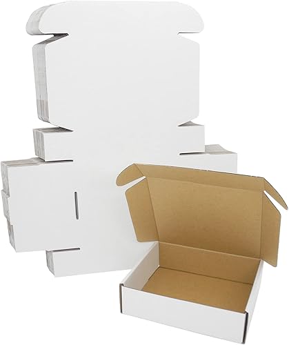 Cajas de Envío 7x6x2 Pulgadas, Caja de Cartón Pequeña Blanca para Envío Corrugado Plano Literatura Mailer para Empaque de Pequeñas Empresas Joyería
