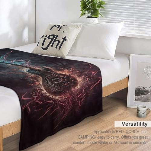 Couverture guitare en flanelle douce 140x180 cm pour canapé