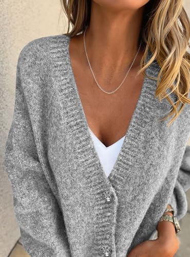 PRETTYGARDEN Cardigan Sweaters for Women Trendy Fall 2025 Long Sleeve Button Down Oversized Chunky Knit Sweater Outerwear