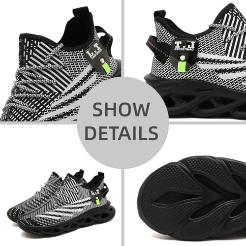 Men Running Shoes Men's Tennis Shoes Lightweight Breathable Fashion Sneakers Non Slip Workout Gym Shoes for Running Black4