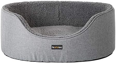 Feandrea Hundebett, Hundekorb, Wendekissen, 83 x 63 x 27 cm, grau PGW32GG | Haustierbett, grau, Kollektion BEAKON PGW32GG