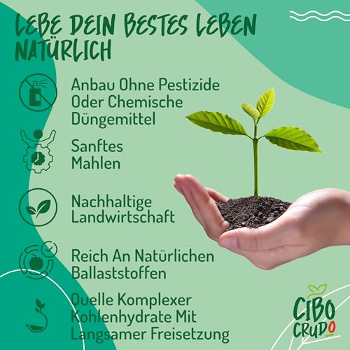 CiboCrudo Akazienfaser Pulver Bio - 500g. Akazienfasern oder Akaziengummi Arabicum Pulver mit Hohem Ballaststoffgehalt (85%) und ohne Zucker. Vegane Ballaststoffe, hervorragend für ketogene Diäten.