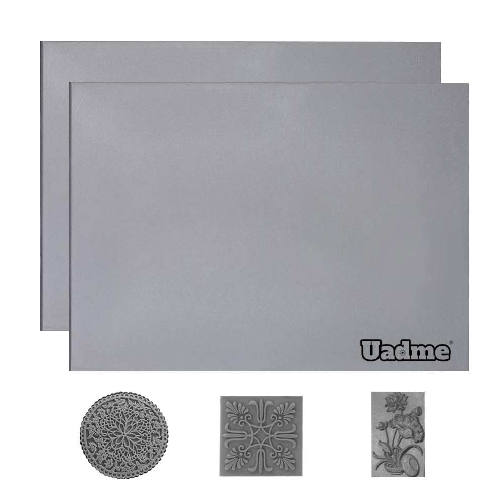 Gomma per Timbri Laser, 2 Pezzi A4 310 x 220 x 2mm Gomma Laserabile per Timbri, Foglio Gommas per Realizzare Piastre di Timbratura, Assorbimento Rapido del Colore