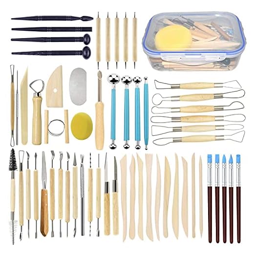 Augernis 57PCS Ceramic Clay Tools Set with Plastic Case Modeling Pottery Sculpting Tools Kits for Beginners Professionals Kids After School Ceramics Classes