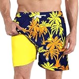 ZHPUAT Mens Swimming Trunks with Compression Liner 5 inch Inseam Swim Trunks Men Quick Dry Board Sho