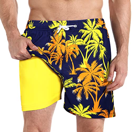 Zhpuat Mens Swimming Trunks With Compression Liner 5 Inch Inseam Swim Trunks Men Quick Dry Board Shorts Swimwear Xl #TOP10