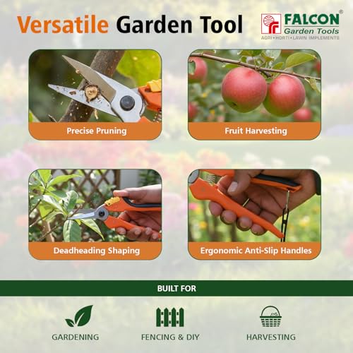 Image of FALCON FPS-212 Pruning Secateur By Pass Type with 215mm Sharp Blade Branch Wood and Flower Plant Cutter Gardening Tool for Home Garden & Agriculture (Pack of 1)