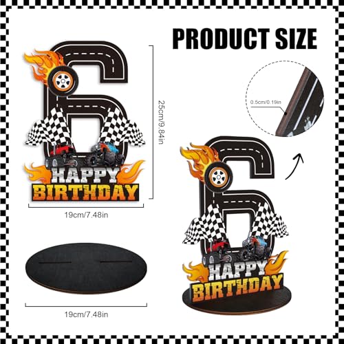 Image of Truck Birthday Number Sign Centerpiece, Truck Wooden Decoration Photo Props for Truck Birthday Decorations (6th)