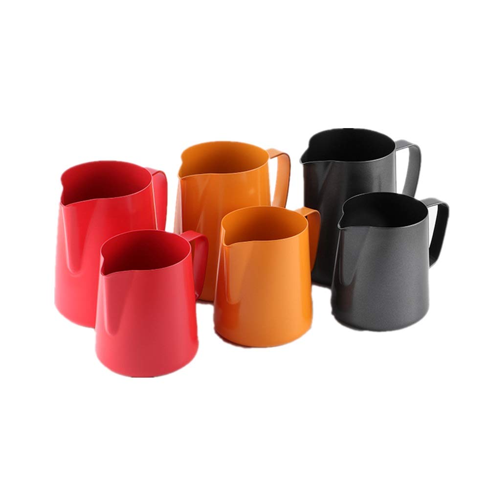 Jarra de leche for espuma Taza acero inoxidable for medidora for café, Latte Art(Red,400ml)