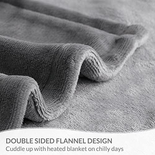 Homlyns Electric Blanket Twin Size With 1-12 Hrs Timer Auto-Off & 10 Heating Levels, Double-Layer Flannel Heated Blanket With Etl Certification, Machine Washable Heating Blanket (62”X 84”, Grey) #TOP2