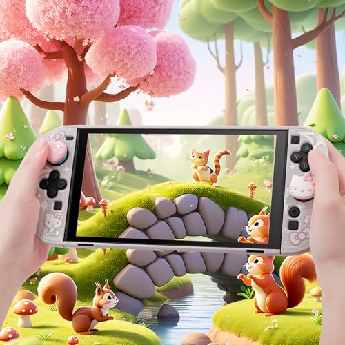 Kuitmor Thumb Grip Caps Compatible with Nintendo Switch 2, Silicone Joystick Grip Caps for Switch 2025, 4pcs, Cute Cat Style, White & Pink - Image 7