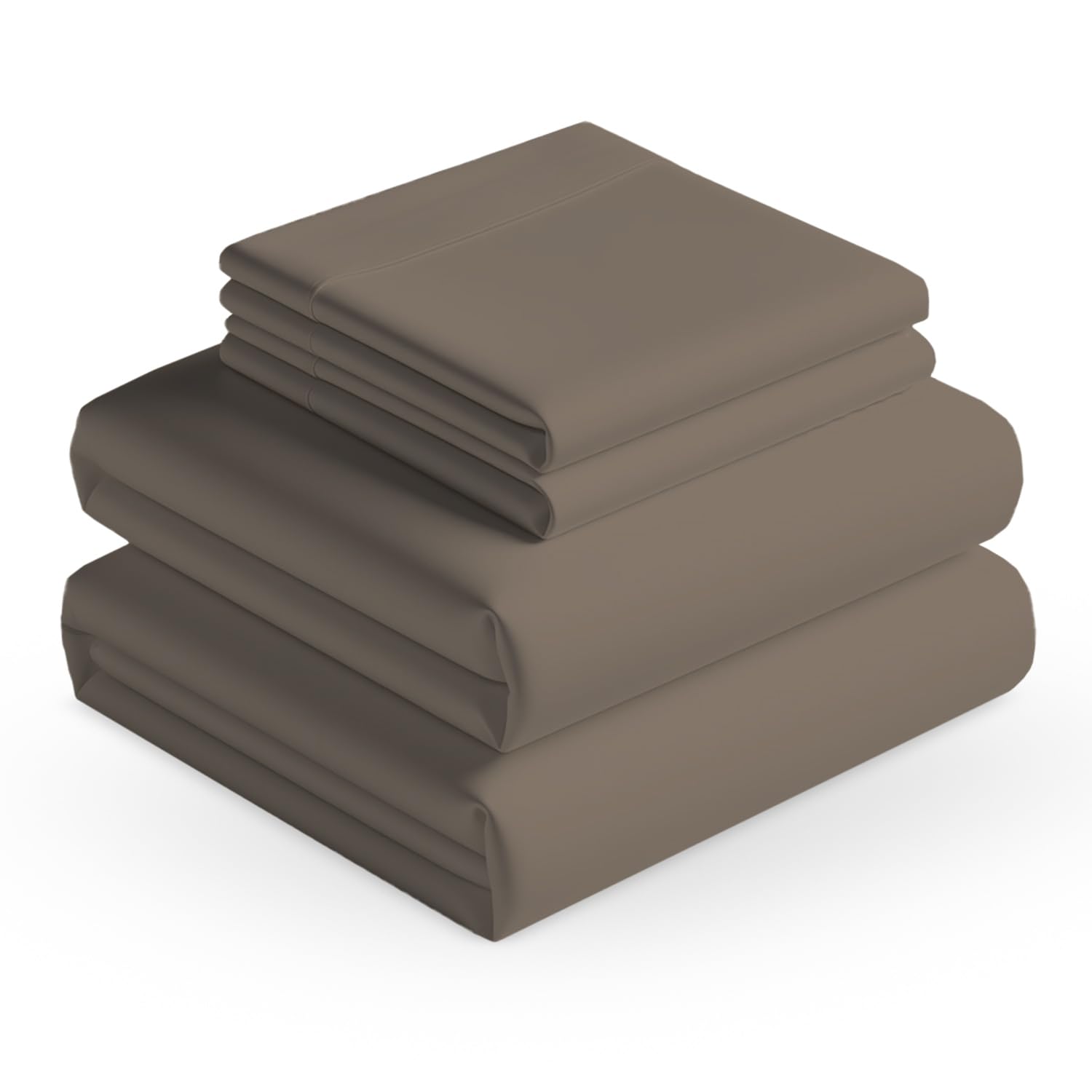 Saaz Linen4 Piece Sheets Set 100% Egyptian Cotton 1000 Thread Count 16 inch Deep Pocket Soft Solid Luxury Hotel Bedding Collection - Flat Bedsheet, Fitted Sheet & 2 Pillowcases (King, Taupe)