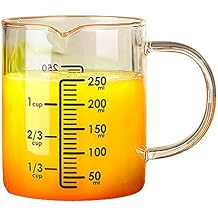 Emoyi Beaker Glass Measuring Cup with Spout Milk Coffee Cup Mug