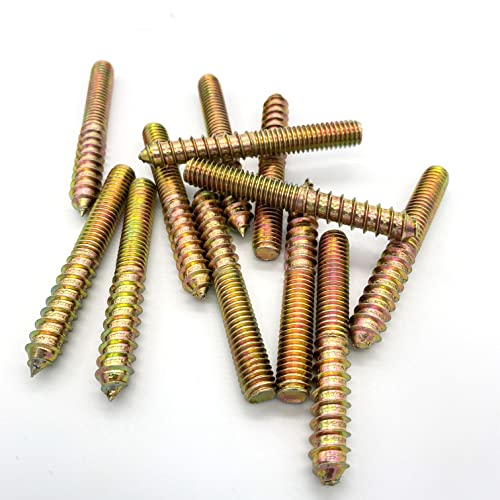 Image of 12 Pack 3 /8-16 x 3 Inch Hanger Bolts 3 /8-16 inch Double Headed Bolts 3 /8 Wood Dowel Screw Self-Tapping Screw Hanger Bolts for Furniture Double Head Threaded Rods Bolt 75mm Length