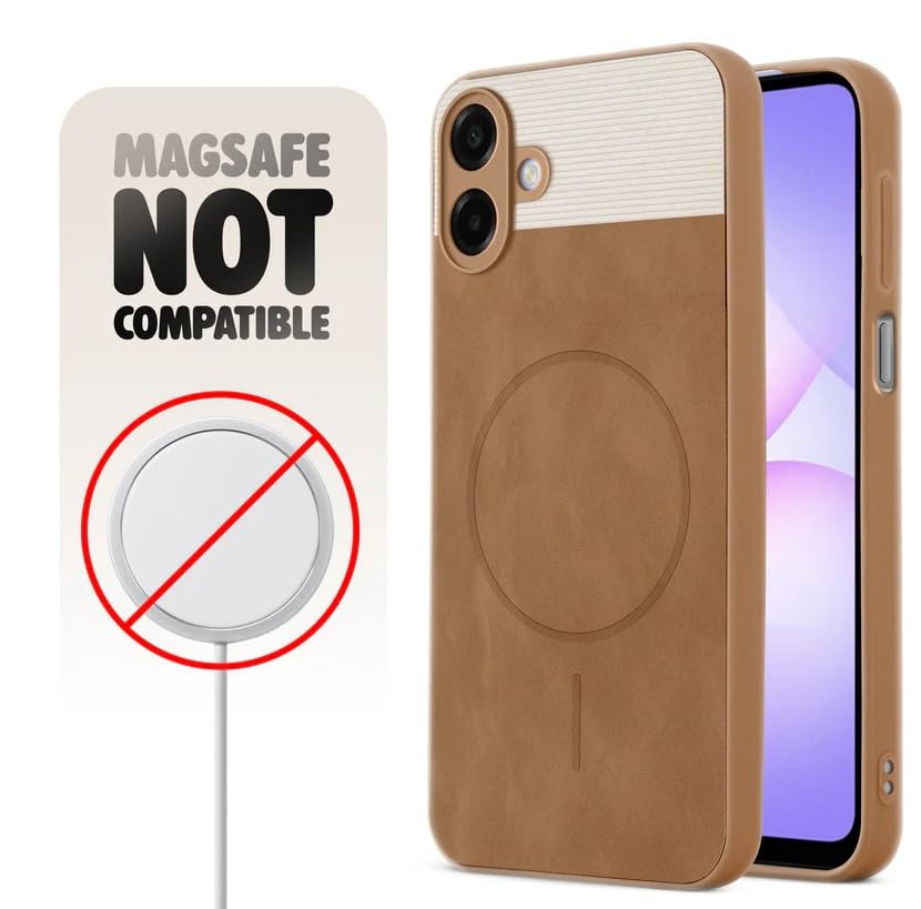 Image of Bintage CASE Dual-Leather Mac Safe Design Phone Case| Soft Touch Finish | Full Camera Protectection Back Cover Compatible for Samsung M07 / F07 / A07 LTE - White & Nut Brown