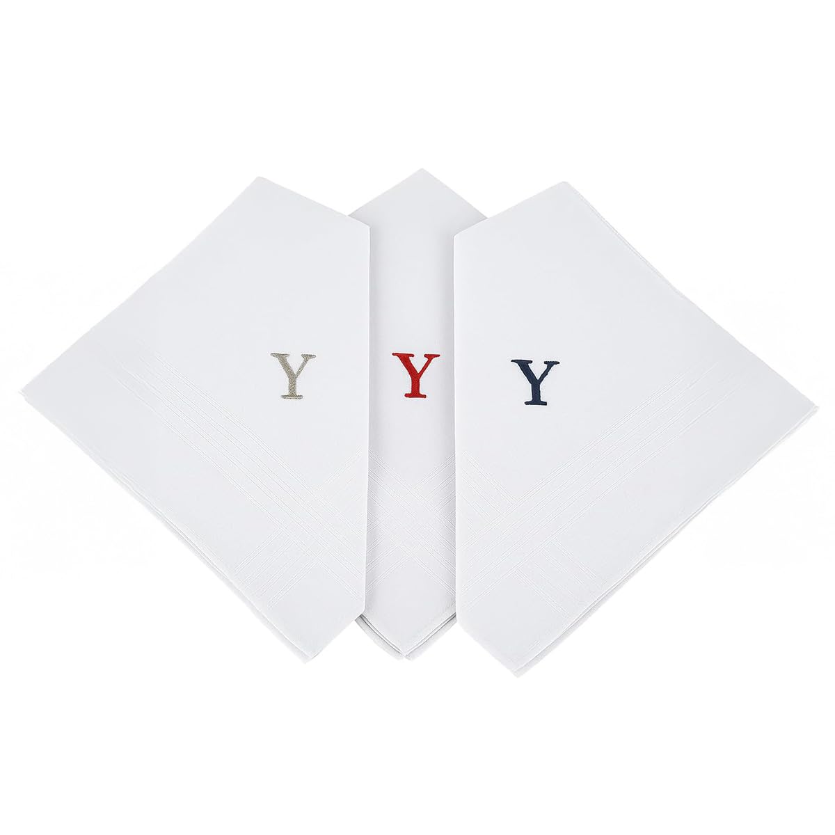 Initial Handkerchief for Men, Monogrammed Boxed 3 Piece Set,100% Cotton
