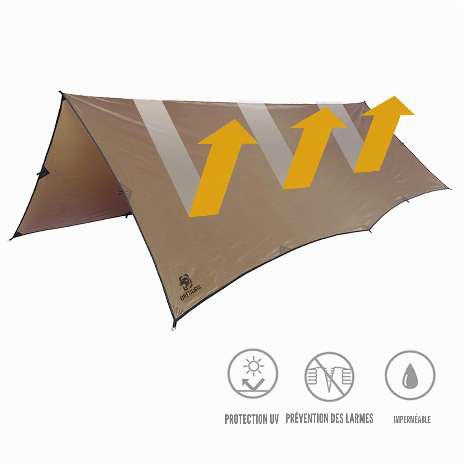 OneTigris Toile d'ombrage légère et imperméable pour le camping, la randonnée, compacte, polyvalente, durable