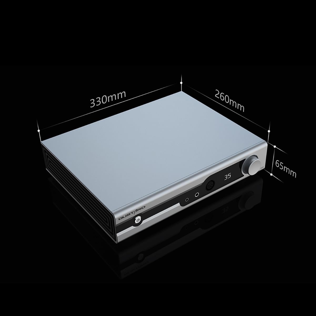 Gustard H26 dimensions: 330mm width, 260mm depth, 65mm height