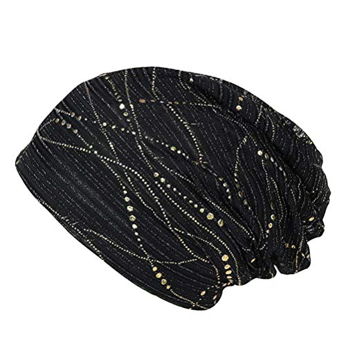 KESYOO boné casual de algodão turbante com faixa de cabeça para adultos (preto), Preto, 29x28cm