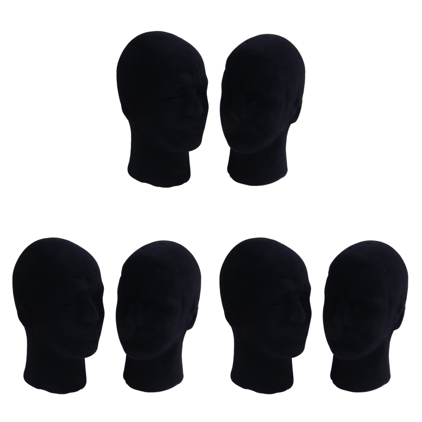 Bcowtte Polystyrene Black Foam Men's Model Mannequin Dummy Stand Shop Display Hat 6 x Black
