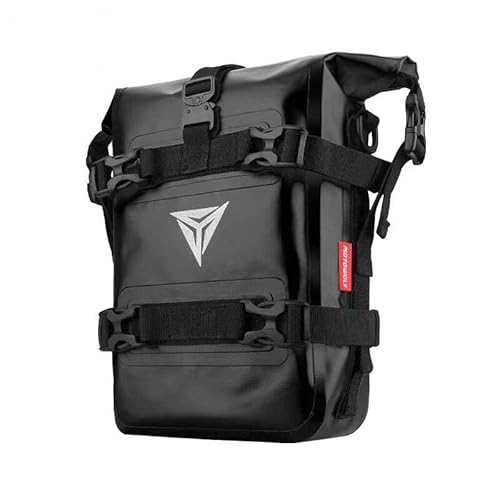 オートバイバンパーフレームバッグ バイクサイドバッグ 8L 防汚 耐摩耗 完全防水 速分解車用鉄棒バッグ 多機能 大容量バッグ (ブラック, ワンサイズ)