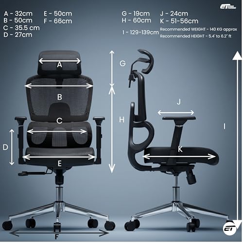 Image of Optimus Pro Ergonomic Office Chair for Work | Multi-Lock Synchro Tilt Mechanism with Seat Slider | 5 Year Warranty | 3D Armrest | Fixed Curve Lumbar | (Black, 3D Arms with Seat Slider)
