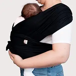 Wrap Sling de Bebê Carregador Canguru de Vestir Little Beni (PRETO, G)