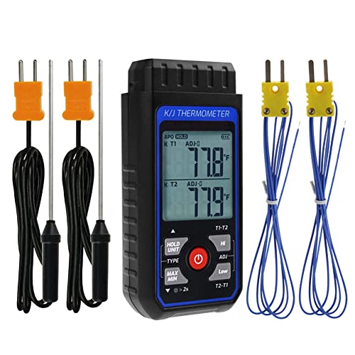 Jkjhbhged Thermocouple Thermometer Digital K Type Thermometer with 4 Thermocouples, -328-2500? Measuring Range HVAC Thermometer