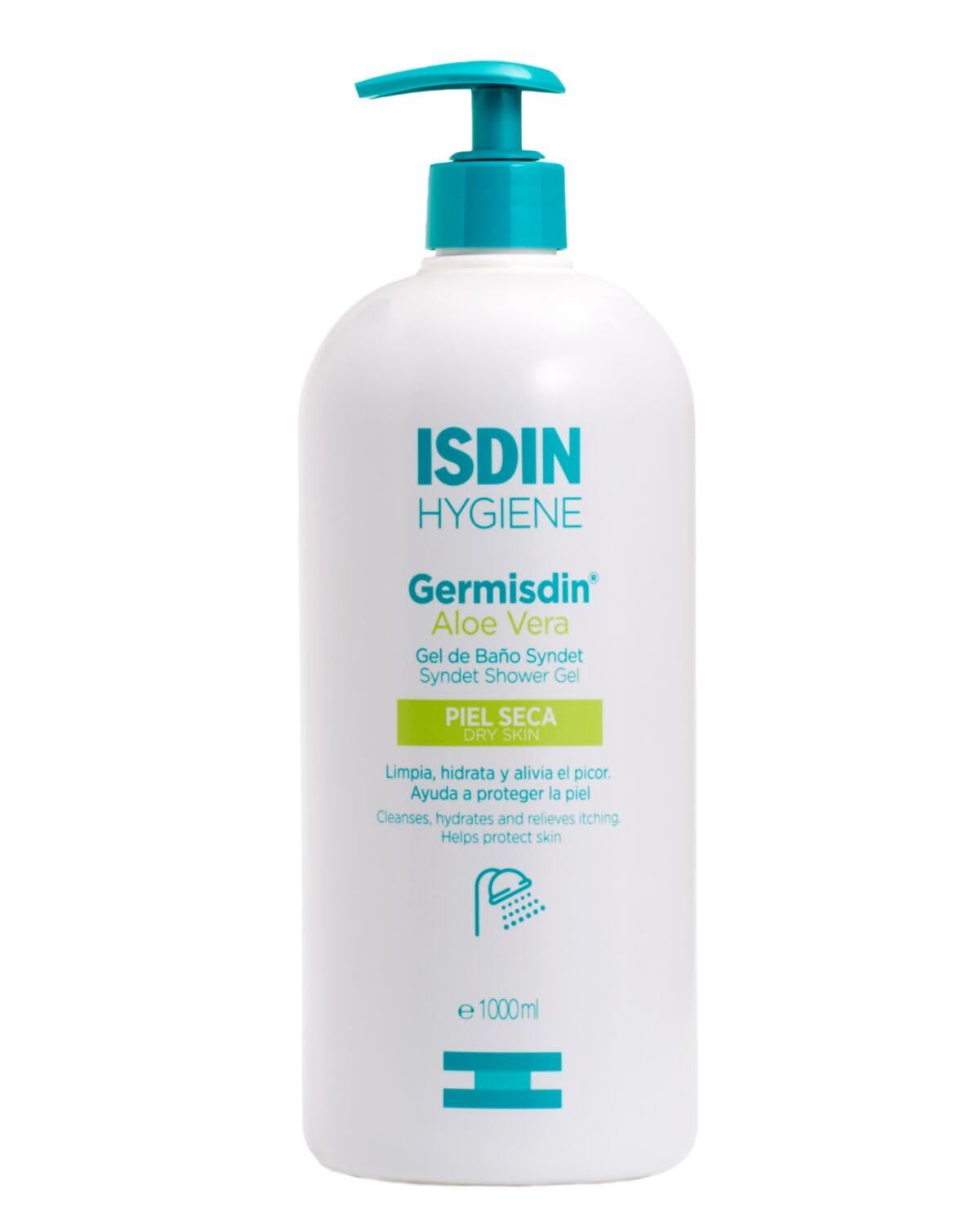 ISDIN Germisdin Aloe Vera Gel Doccia | Gel Doccia Corpo all'Aloe Vera | Agenti con Proprietà Antimicrobiche | Consigliato per Pelli Secche