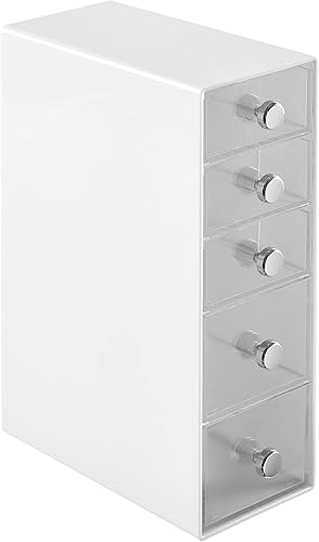 Miniatura 8 de mDesign Organizador de plástico con 5 cajones para almacenamiento de cosméticos, organizador de maquillaje de 5 niveles, organización apilable con