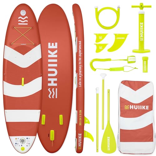 HUIIKE Tabla Paddle Surf Hinchable con Accesorios Incluidos, Remo, Quillas, Inflador. Stand Up Paddle Board Gran Estabilidad y Resistencia. 305 x 84 x 15 cm, Soporta hasta 130 kg