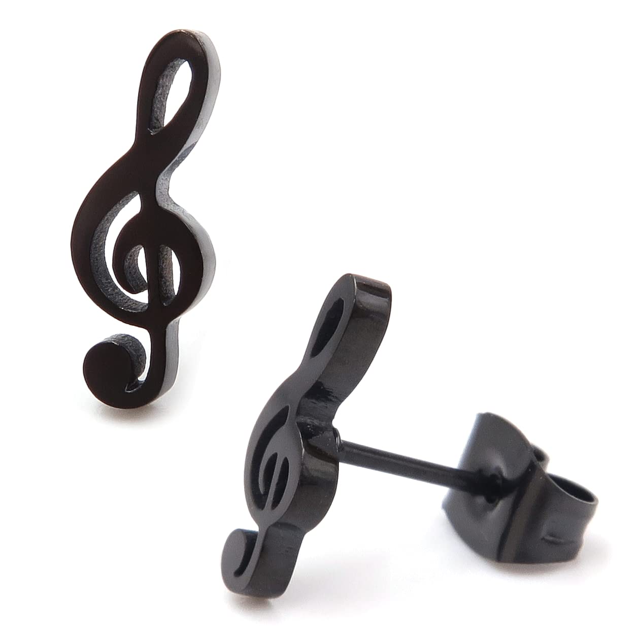 Stainless Steel Music Note Symbol G Clef Post Stud Earrings Silver-tone Gold-tone Color