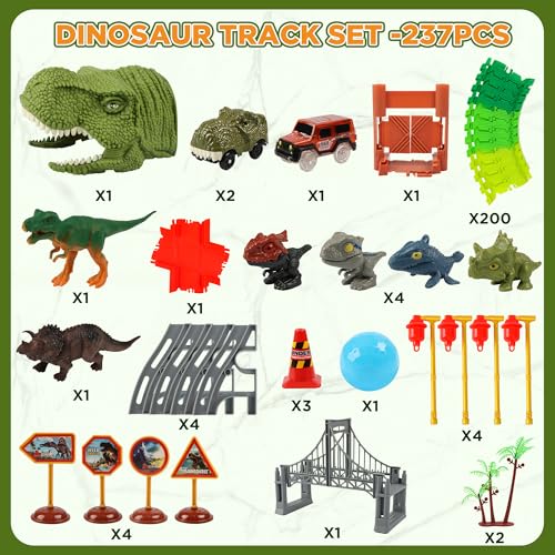 image for LCIMG Dinosaur Track Race Car Toys - Birthday Toys Gifts for 3 4 5 6 7