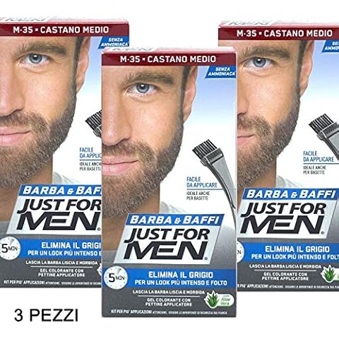Just For Men - Tinte Permanente para Barba y Bigote Castaño Medio M-35 Cover