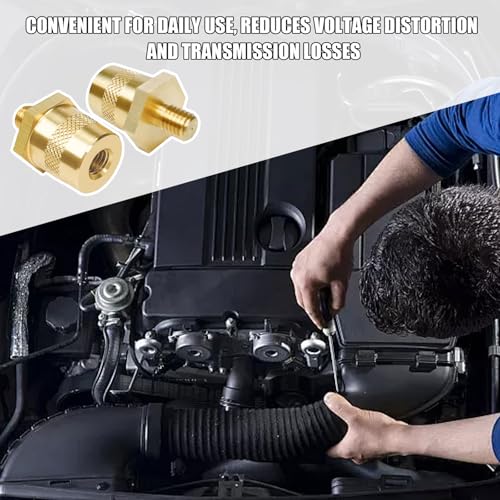 BWBWND 2 PCS Battery Terminal Connectors Set, Auto Battery Post Terminals Adapters (+/-) with Bolts, M8 Top Side Thread Terminal Charging Posts Extender Adapter, Car Accessories - Thumbnail 5
