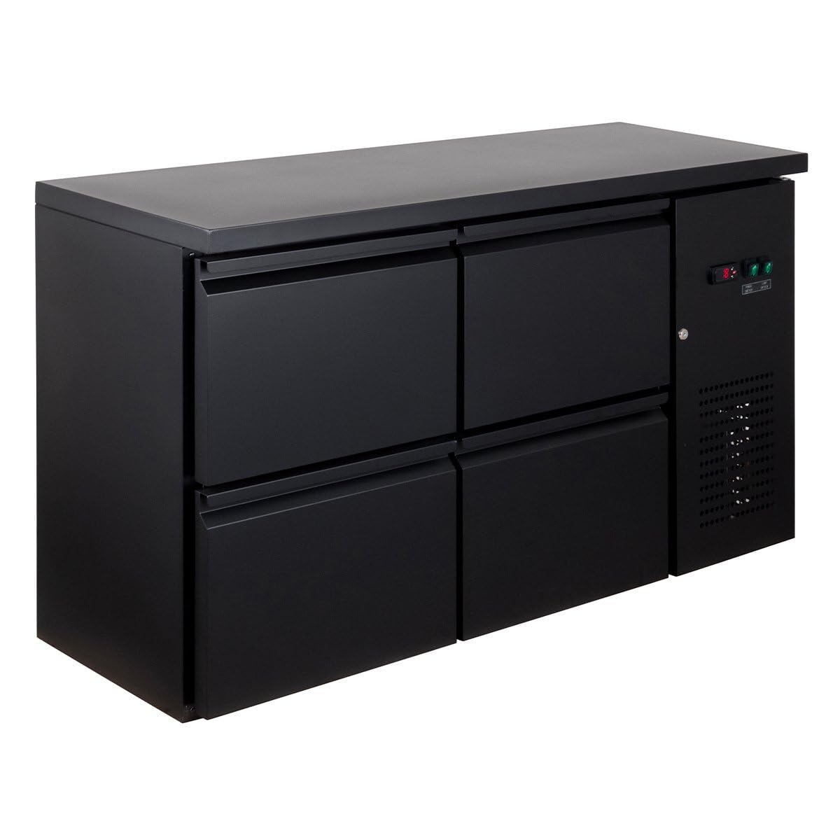 GastroHero Barkühltisch 146x52 cm mit 4 Schubladen Umluftkühlung +2 bis +8 °C Getränkekühltisch Bar Kühlschrank Gastro